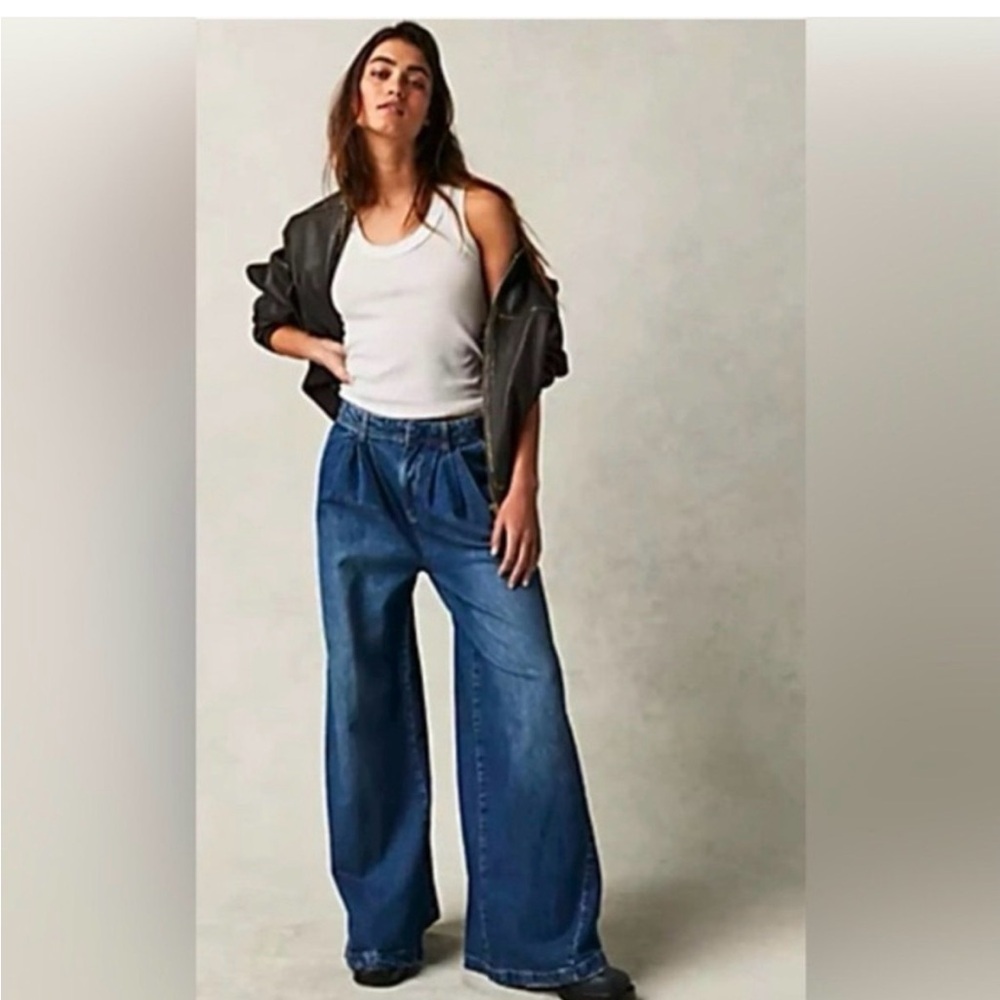 We The Free Dark Blue Equinox Trouser Flare Jeans
